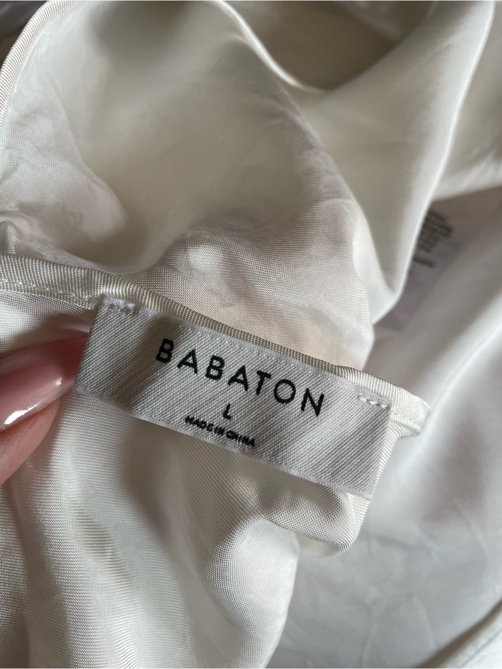 NEW Babaton Welsh Satin Cropped Blouse Surplice Wrap Back White Viscose Smocked - Picture 5 of 6